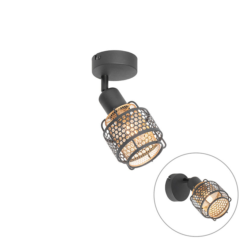 QAZQA Design plafondlamp zwart met goud - Noud
