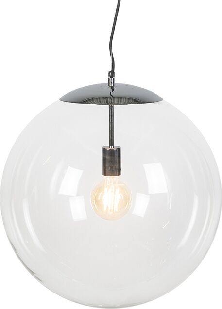 QAZQA Suspension scandinave chrome avec verre clair - Ball 50