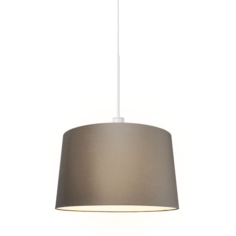 QAZQA Lampe à suspension moderne blanc avec abat-jour 45 cm taupe - Combi 1