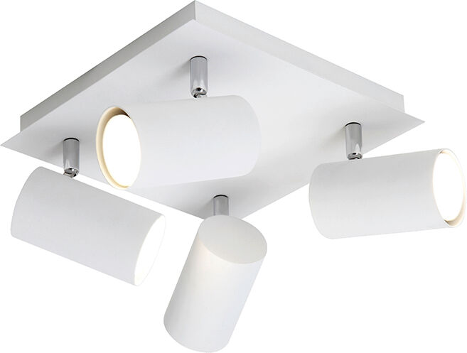 Trio Leuchten Projecteur carré moderne blanc 4 lumières - Marley