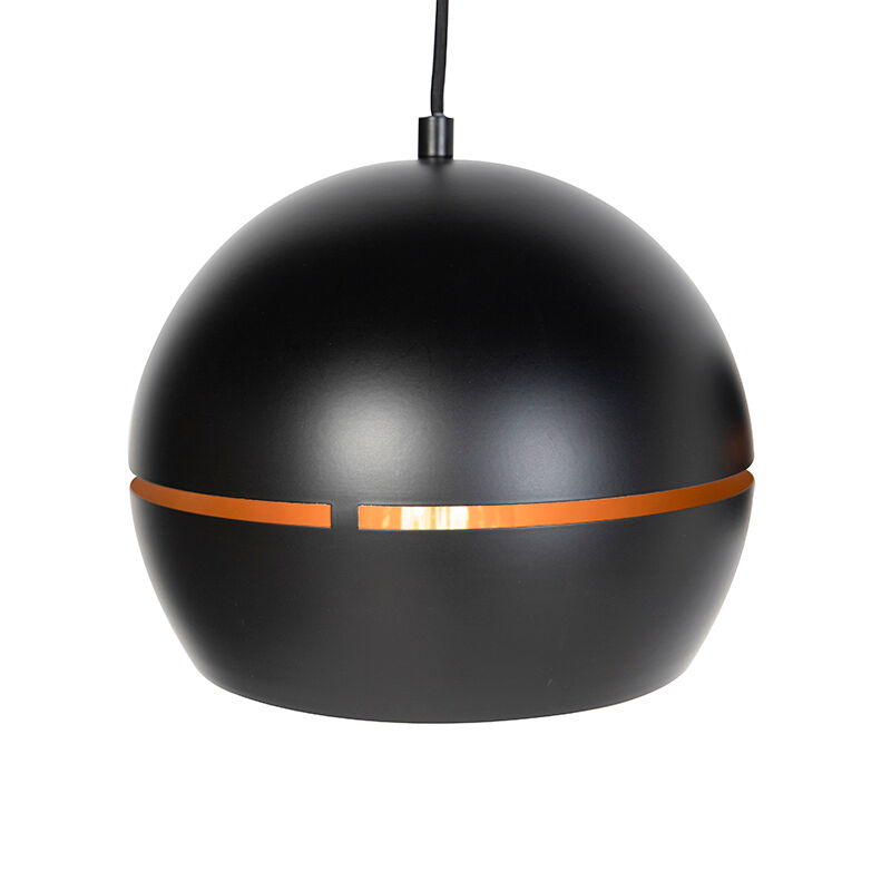 QAZQA Lampe suspendue design noir avec intérieur doré 3 lumières - Buell
