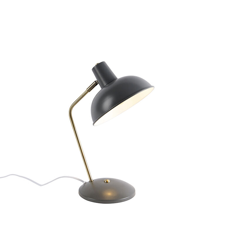 QAZQA Lampe de table rétro taupe avec bronze - Milou