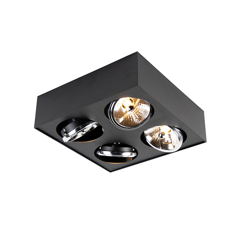 QAZQA Spot design carré 4 lumières noir - Kaya