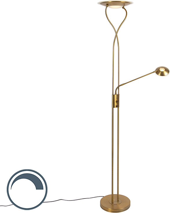 QAZQA Lampadaire moderne en bronze avec LED et bras de lecture - Majorque