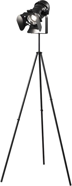 Vente-unique.be Lampadaire industriel avec trépied PROJECTION - Fer - H.146 cm - Noir