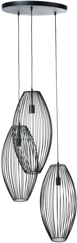 Maisons du Monde Drievoudige hanglamp met ronde lampenkappen van zwarte draadstructuur