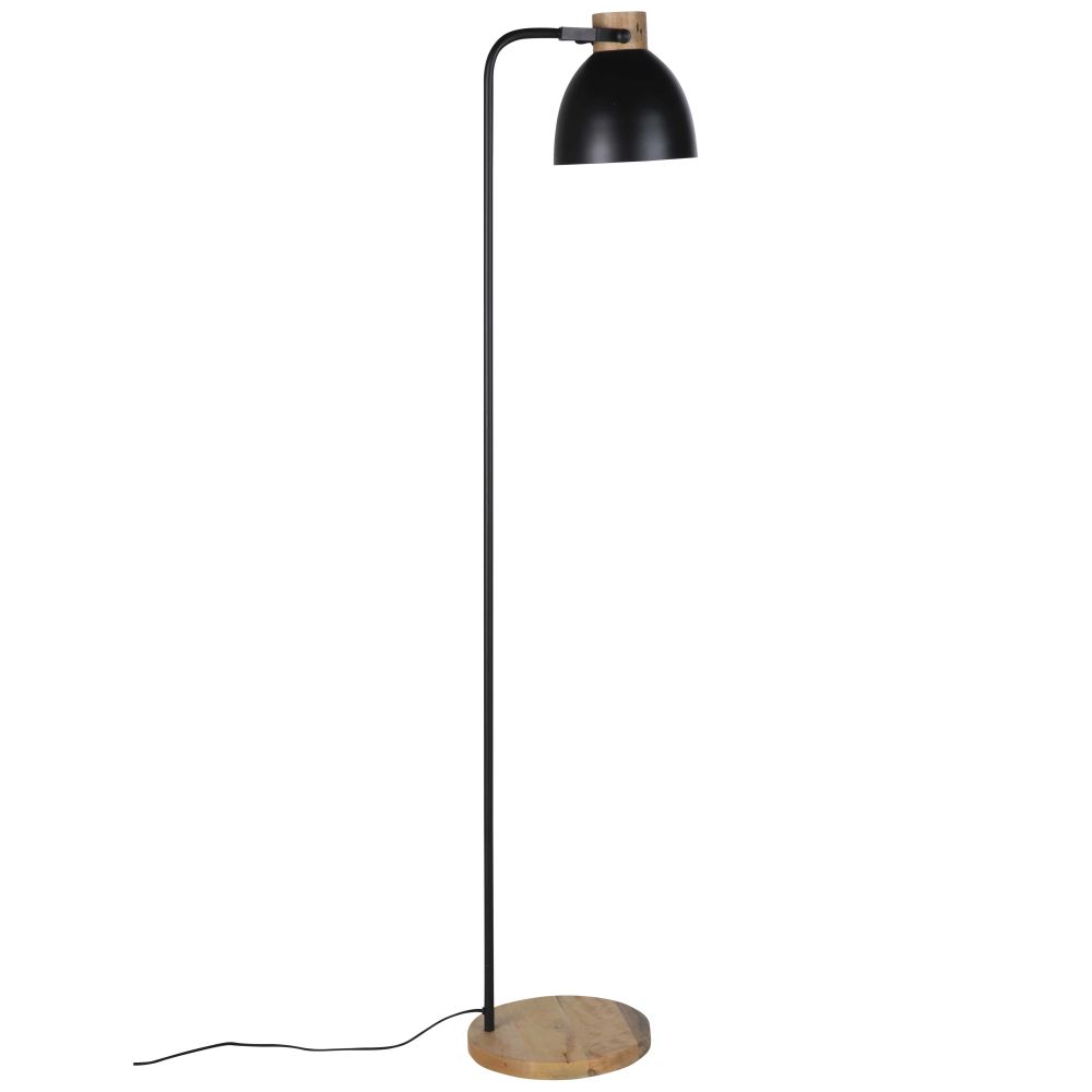 Maisons du Monde Lampadaire en bois d'acacia et métal noir H162