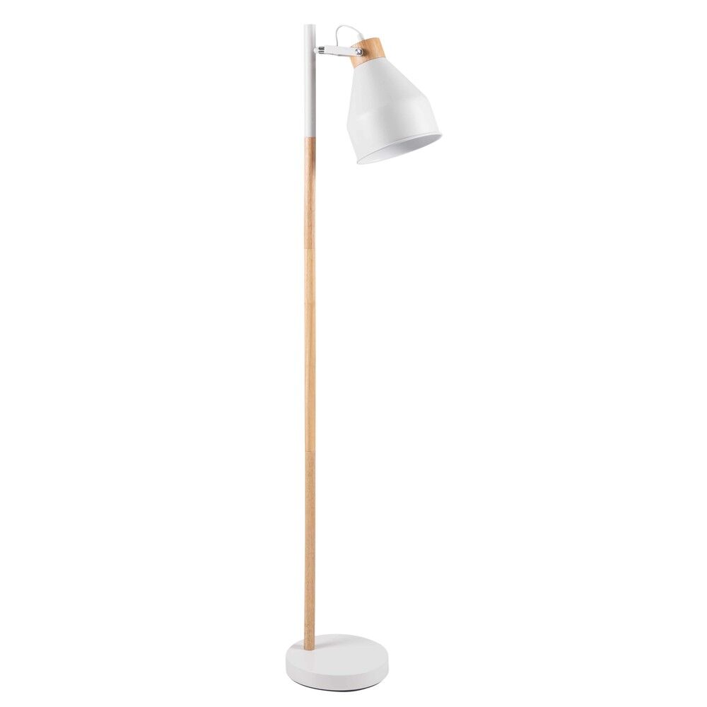 Maisons du Monde Lampadaire en hévéa et métal blanc