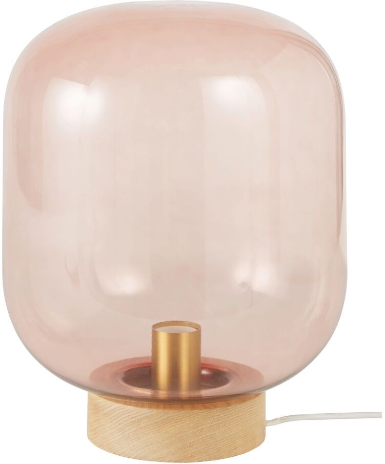 Maisons du Monde Lampe globe en verre teinté rose et frêne