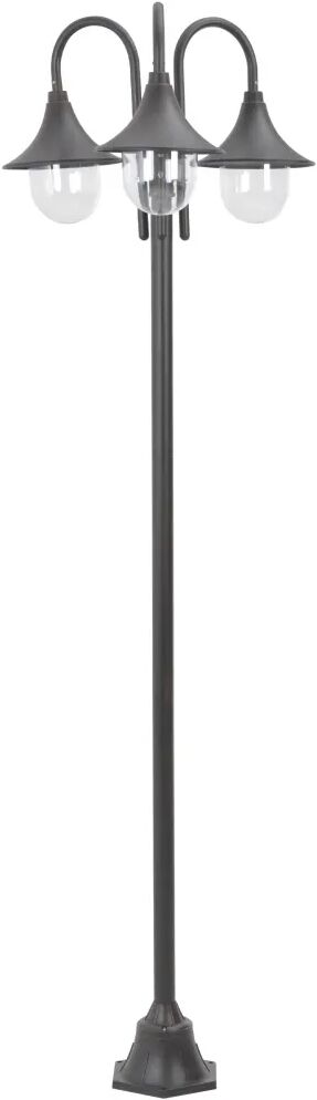 vidaXL Lampadaire de jardin E27 220 cm Aluminium 3 lanternes Bronze