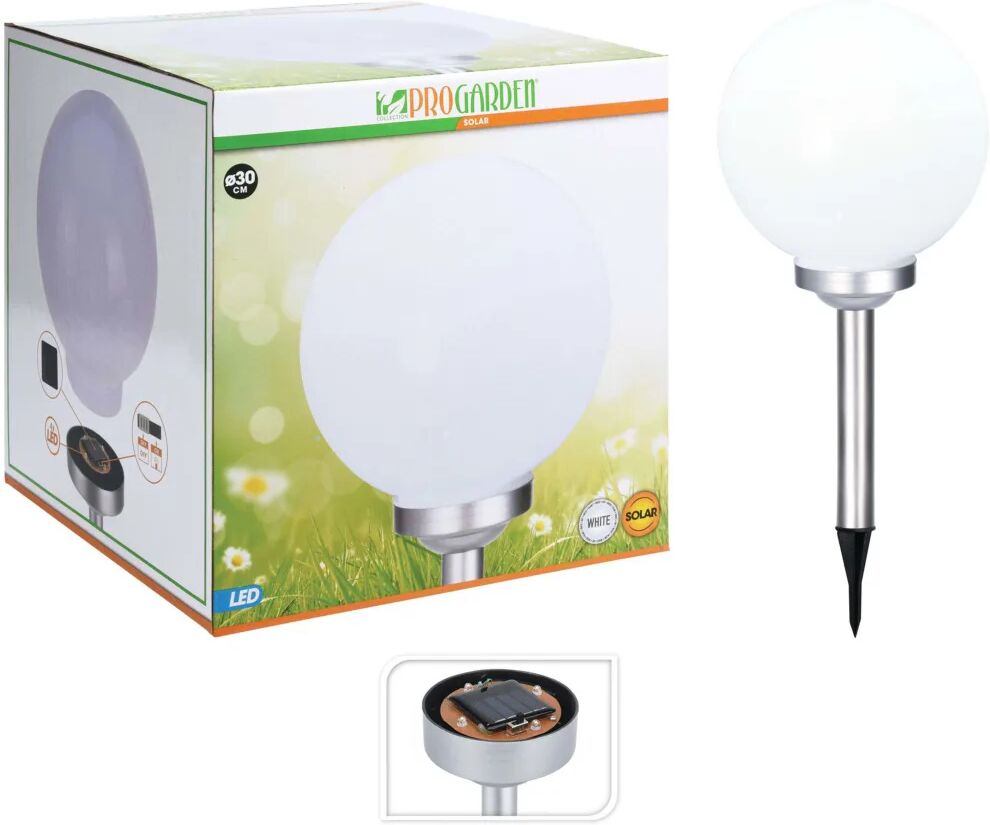 ProGarden Lampe solaire à LED Ball 30 cm Blanc