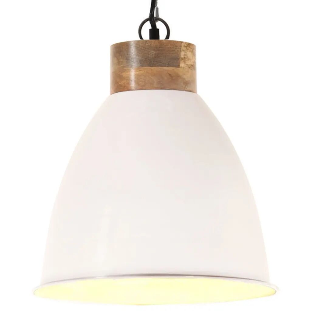 vidaXL Lampe suspendue industrielle Blanc Fer et bois solide 35 cm E27