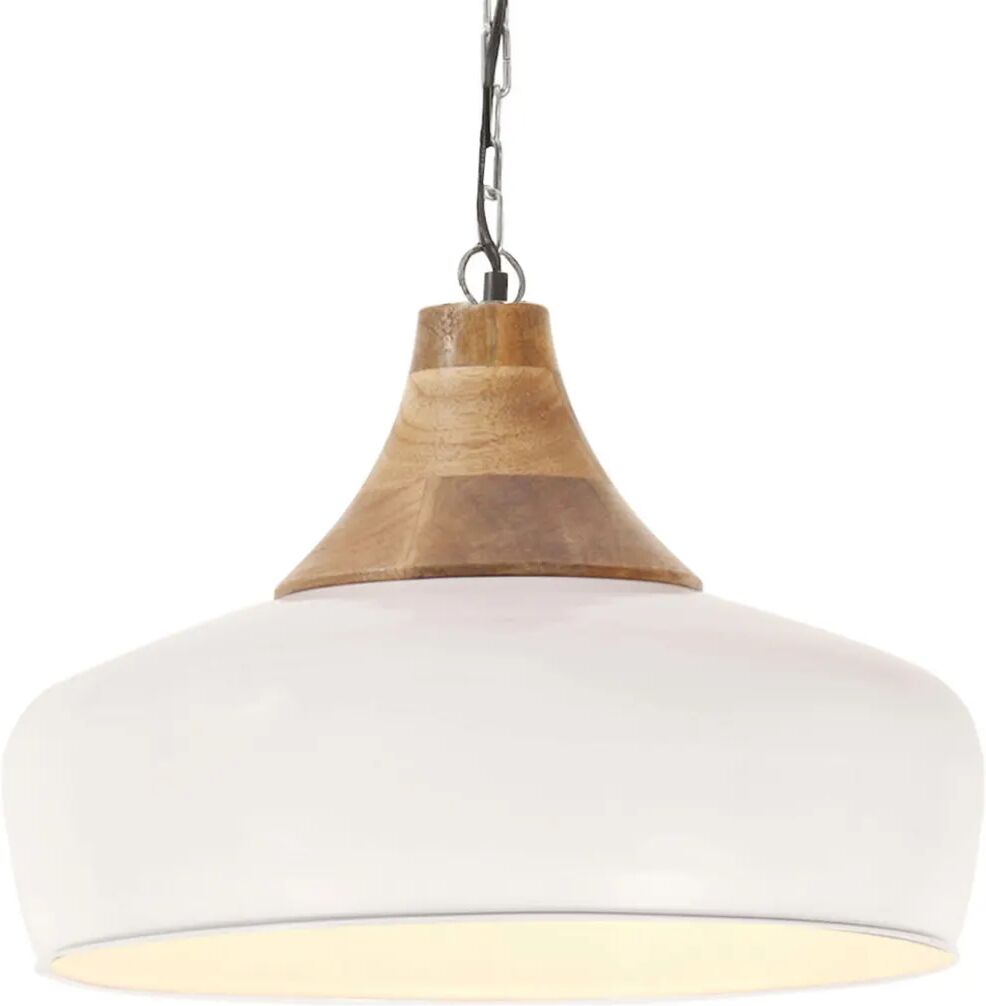 vidaXL Lampe suspendue industrielle Blanc Fer et bois solide 35 cm E27