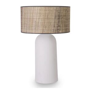 NV GALLERY Tischlampe AGAPE - Tischlampe, Lampenschirm aus Naturfaser & Keramik, H72  Weiß / Beige