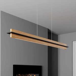 Quitani LED-Pendellampe Lexa, eiche/schwarz, Länge 118 cm