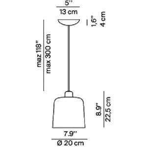 Luceplan Zile Hängeleuchte taubengrau matt, Ø 20cm