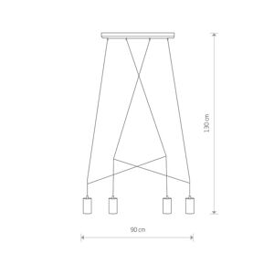 Euluna Hängelampe Imbria, 4-flammig, Länge 90cm, messing