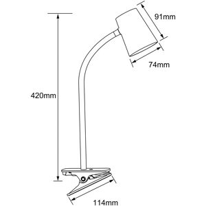 Brilliant LED-Klemm-Tischleuchte Adda weiß 3-stufig dimmbar