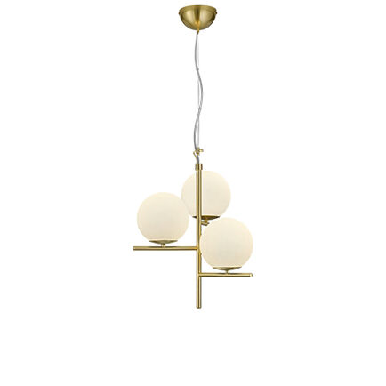 Trio Leuchten Art Deco Hängelampe Gold mit Opalglas 3 flammig - Flore