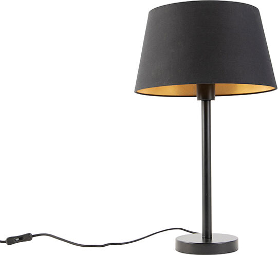 QAZQA Klassische Tischlampe schwarz mit schwarzem Schirm 32 cm - Simplo