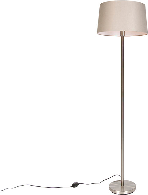 QAZQA Moderne Stehlampe Stahl mit taupefarbenem Schirm 45 cm - Simplo