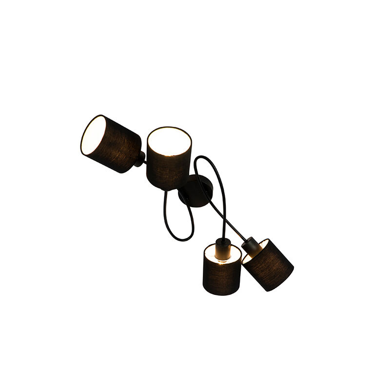 QAZQA Moderne Deckenleuchte schwarz 60,5 cm 4-Licht verstellbar - Hetta