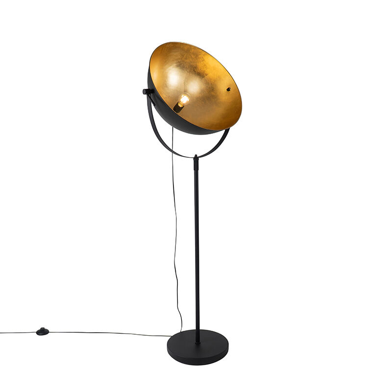 QAZQA Industrie Stehlampe schwarz 50 cm mit Gold verstellbar - Magnax