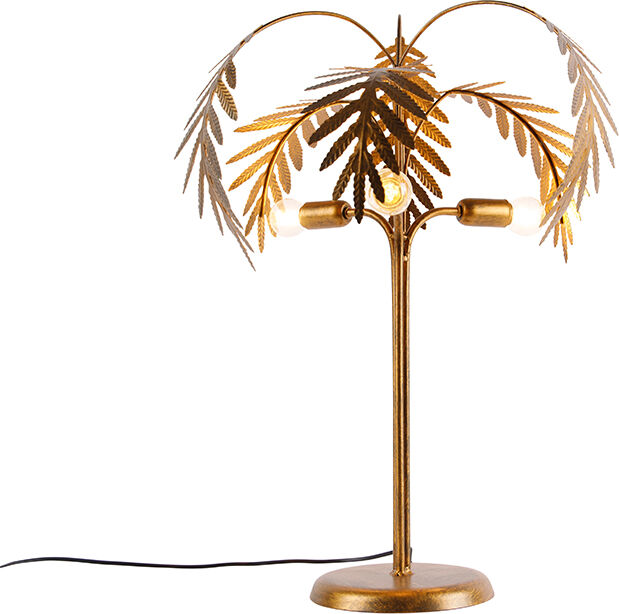 QAZQA Art Deco Tischlampe Gold 3-Licht - Botanica