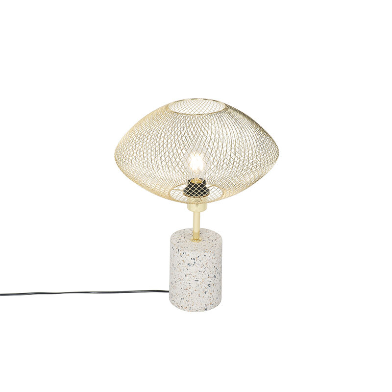 QAZQA Design Tischlampe weiß mit Messing - Ella