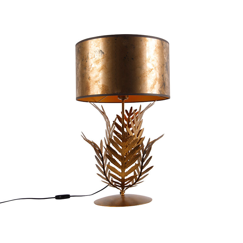QAZQA Vintage Tischlampe Gold mit Bronzeschirm - Botanica