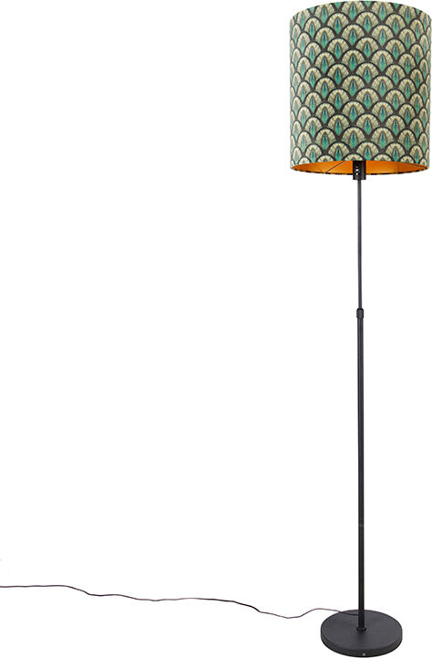 QAZQA Stehlampe schwarzer Schirm Pfau Design 40 cm verstellbar - Parte