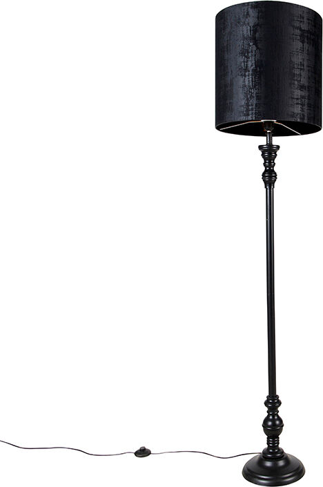 QAZQA Klassische Stehlampe schwarz mit schwarzem Schirm 40 cm - Classico