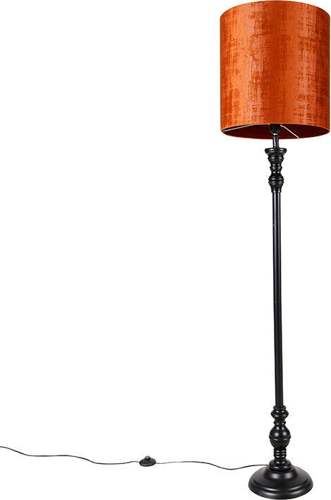 QAZQA Classic Stehlampe schwarz mit Schirm rot 40 cm - Classico