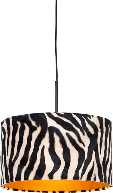 QAZQA Moderne Hängelampe schwarz mit Schatten Zebra 35 cm - Combi