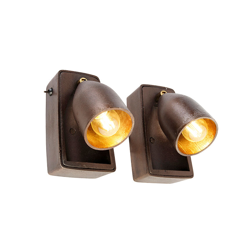 QAZQA Set van 2 industriële wandlampen koper - Brent