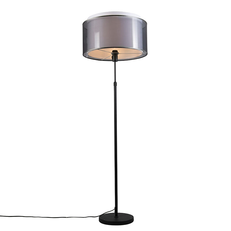 QAZQA Schwarze Stehlampe mit schwarz / weißem Schirm 47 cm verstellbar - Parte