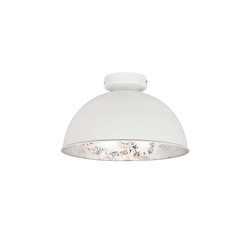 QAZQA Weiße Deckenlampe mit Silber 30 cm - Magna Basic