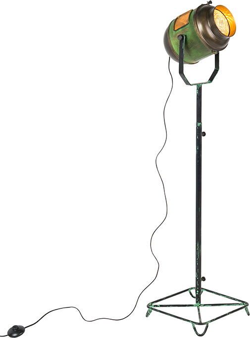 QAZQA Industrielle Stehlampe Bronze mit grünem 140 cm - Byron