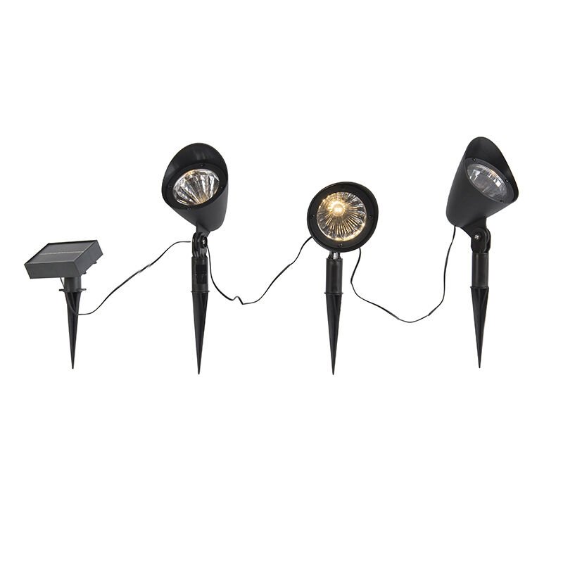 QAZQA 3er Set Pin Spots schwarz inkl. LED IP44 Solar - Sunshine