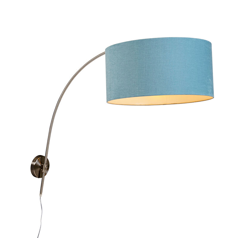 QAZQA Wandbogenlampe Stahl mit Schatten blau 50/50/25 einstellbar
