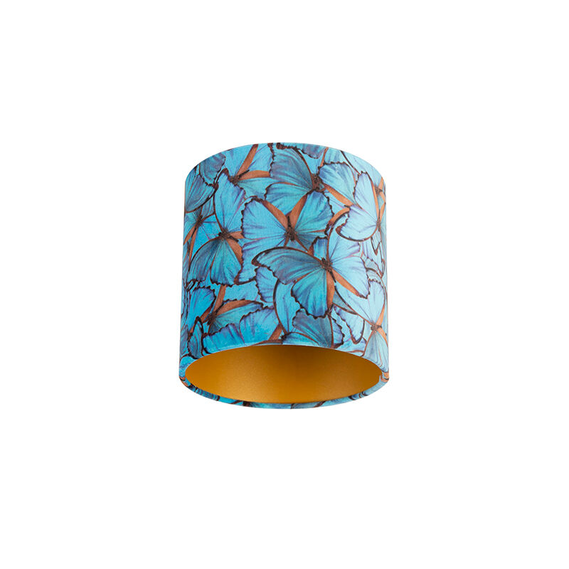 QAZQA Velour Lampenschirm Schmetterling Design 20/20/20 goldene Innenseite