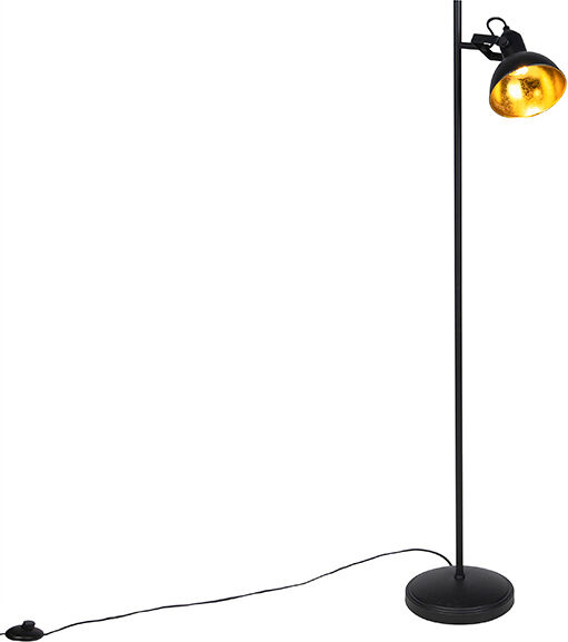 QAZQA Industrielle Stehlampe schwarz mit Gold 1-Licht - Tommy