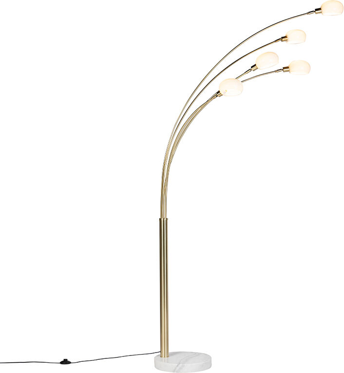 QAZQA Art Deco Stehlampe Gold 5 Lampen - Sixties Marmo