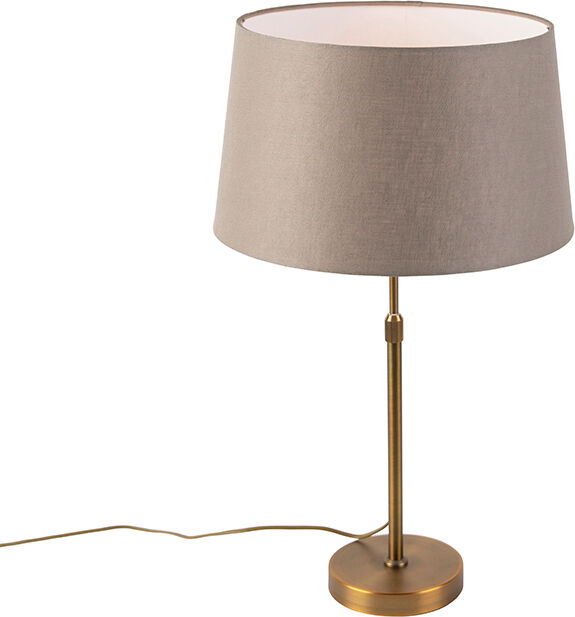 QAZQA Bronze Tischlampe mit Leinenschirm taupe 35 cm - Parte