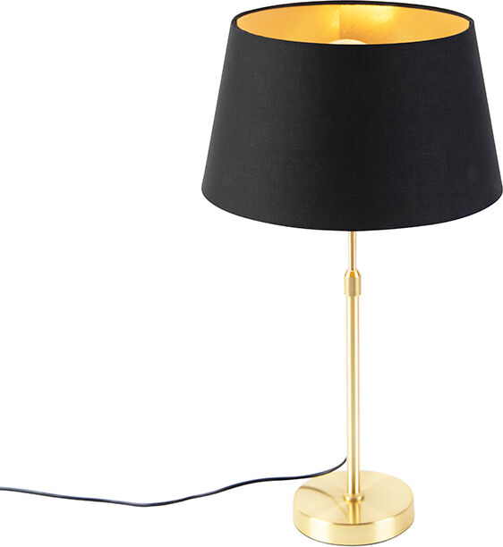 QAZQA Tischlampe Gold / Messing mit Schirm schwarz mit Gold 32 cm - Parte