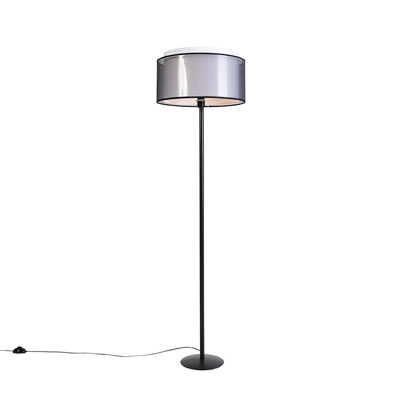 QAZQA Schwarze Stehlampe mit Duo-Schirm schwarz / weiß 47 cm - Simplo