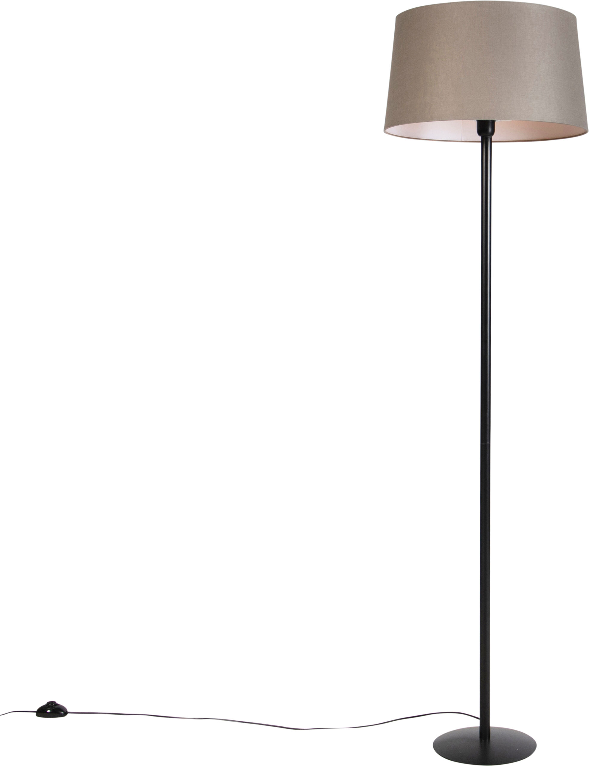 QAZQA Schwarze Stehlampe mit Leinenschirm taupe 45 cm - Simplo