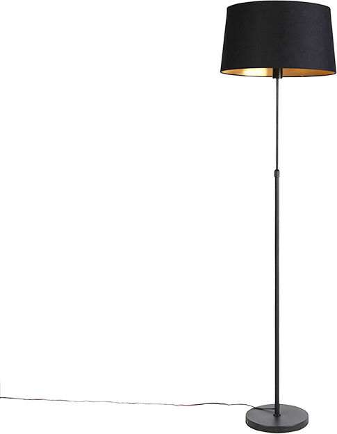 QAZQA Schwarze Stehlampe mit schwarzem Schirm verstellbar 45 cm - Parte