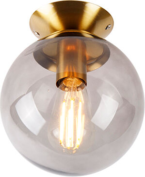 QAZQA Art Deco Deckenlampe Messing mit Rauchglas - Pallon