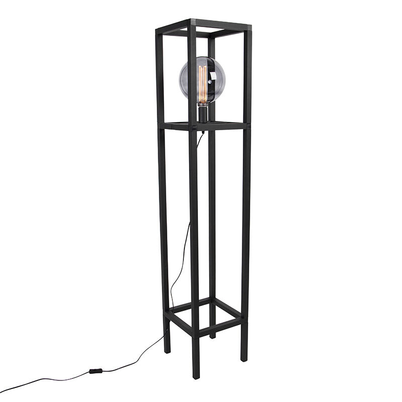 QAZQA Industrielle Stehlampe schwarz - Big Cage 2